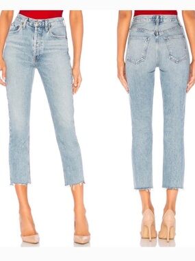 AGOLDE Riley High Rise Straight Crop Jeans in Zephyr Wash